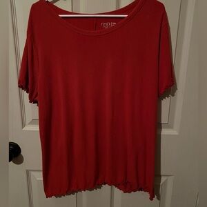 Time and Tru Women's Vibrant Red Short Sleeve Tee
